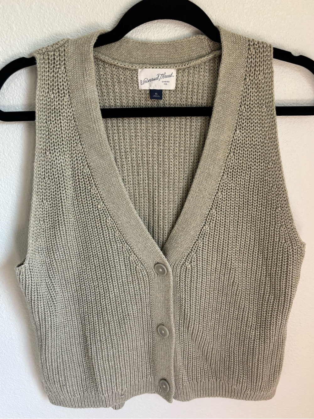 Universal Thread V-Neck Button Knit Vest - Sage Green